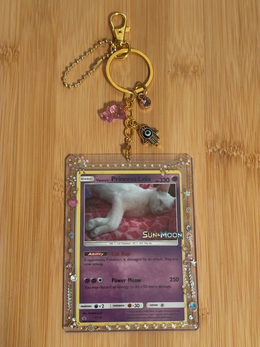 CUSTOM POKÉPET TCG CARD HOLDER KEYCHAIN 1 in Heart Gold Tone or Soul Silver Tone