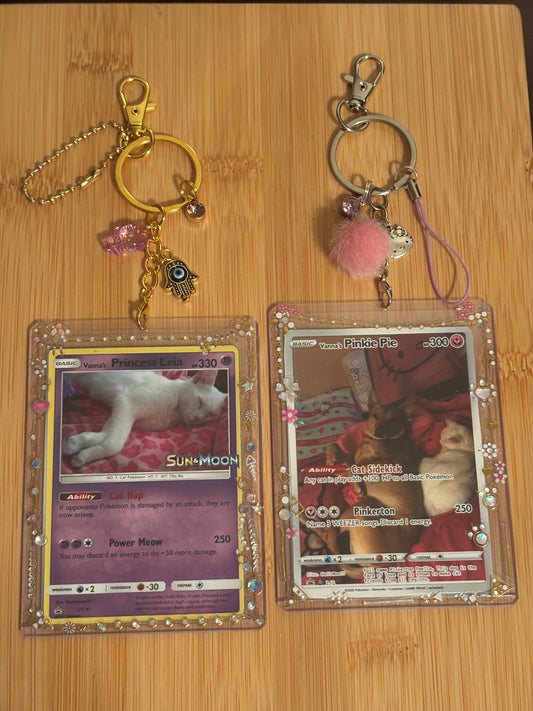 CUSTOM POKÉPET TCG CARD HOLDER KEYCHAIN 1 in Heart Gold Tone or Soul Silver Tone