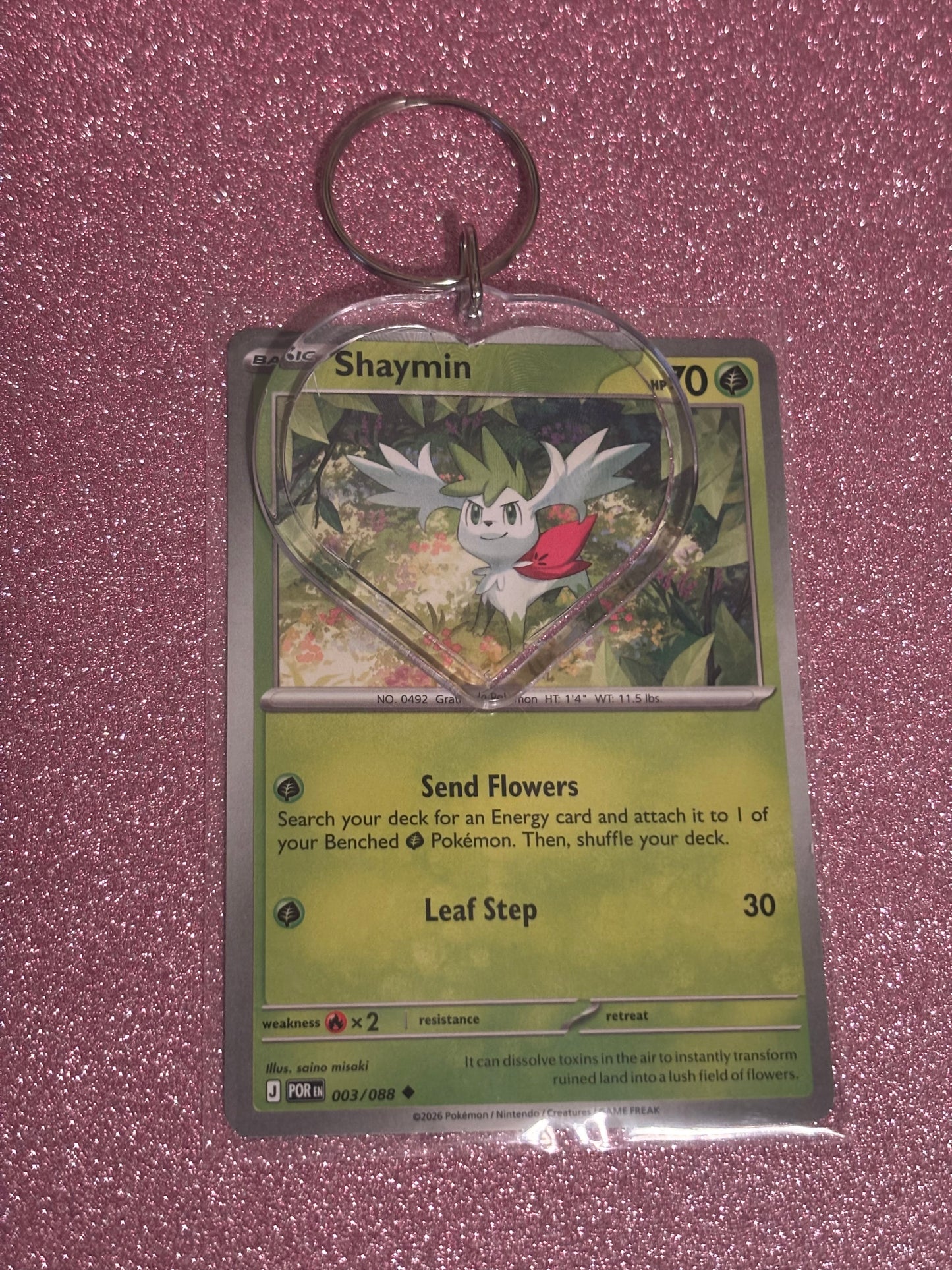 Shaymin Collecta-Chain Heart Keychain